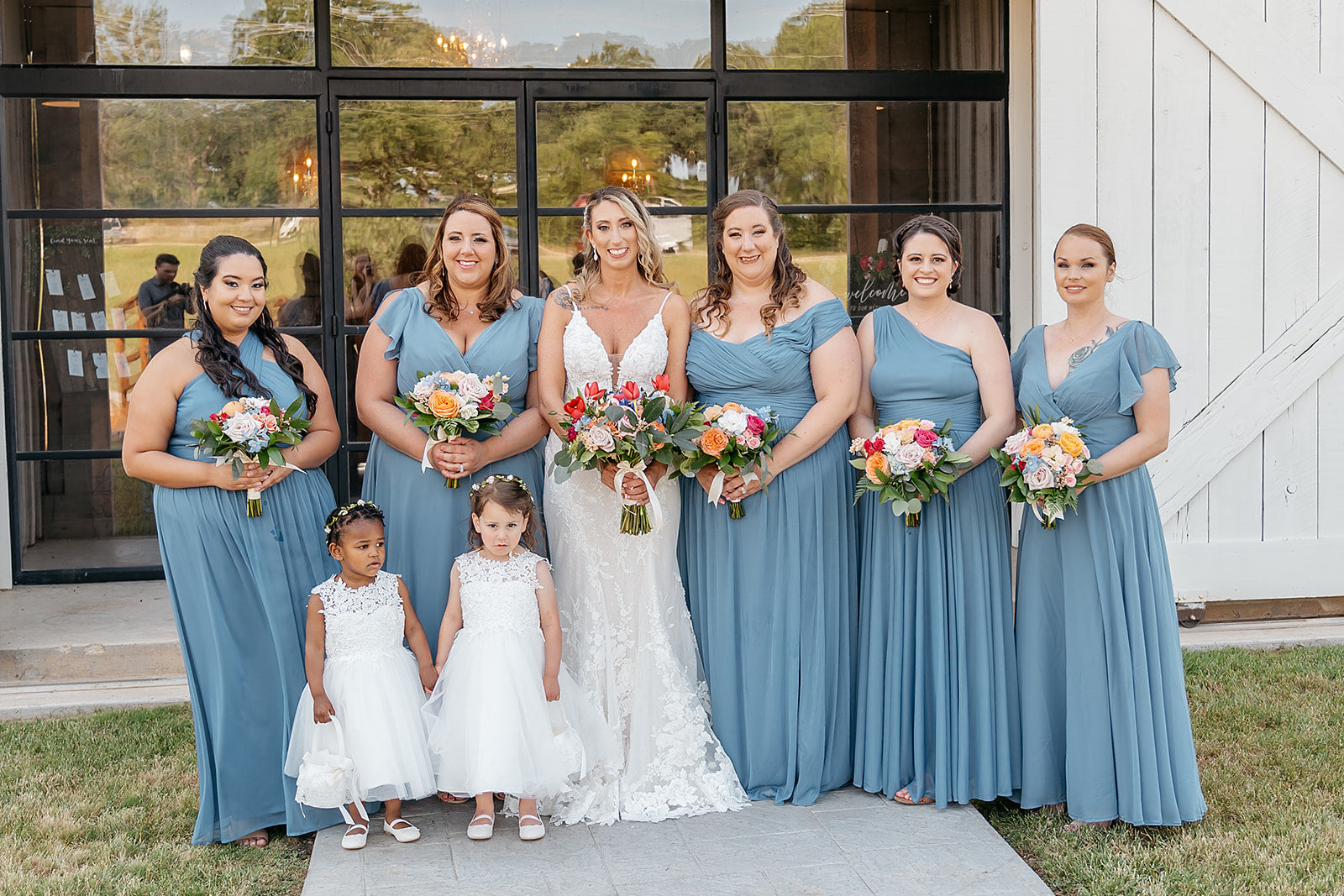 Shops denim blue bridesmaid dresses